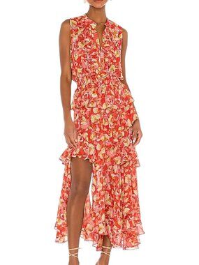 Misa Los Angeles Maxi Dress Womens XS Floral Whimsical Ruffle Tiered